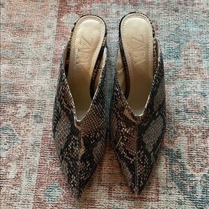 Zara snake print high heeled mules size 39